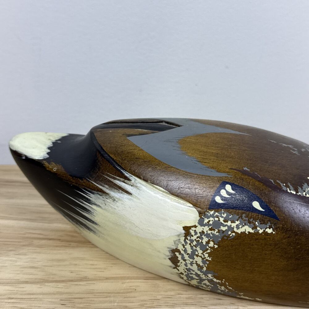 Wood Carved Mallard Duck Decoy Hand-painted Smooth Glossy Unmarked 10” - Picture 2 of 8